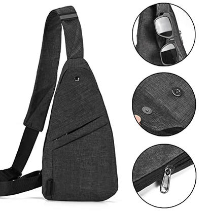 Seoky Rop Slim Sling Bag Small Ultra Thin Water Resistance Crossbody Chest Shoulder Backpack Personal Pocket Bag Dark Grey - color: Dark Grey-1