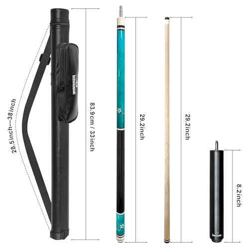 HomeSeason Pool Cue Stick 58" Professional Billiard Canadian Maple Pool Stick with Leather Case & 13mm Tip, 18/19/20/21oz for Adults Pro Player - color: 19oz(Blue）