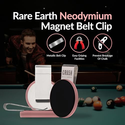 Ultra-Grip Magnetic Chalk Holder Clip - Neodymium Belt Clip for Secure Cue Chalk, Pool Stick Chalk Holder, Ideal for Billiards & Pool Accessories, Cue Stick Magnetic - color: Pink