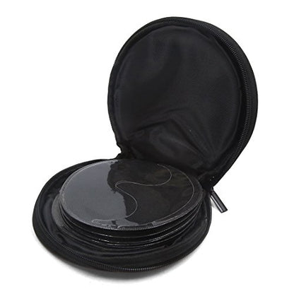 uxcell Blue Zipper Closure Round CD Discs Holder Bag Storage Carry Case Wallet for Car - color: Blue