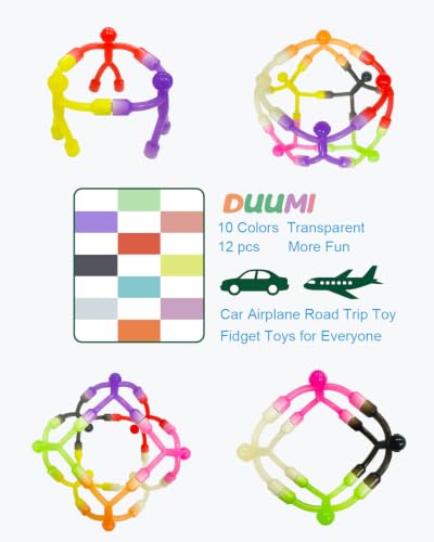 Magnetic Travel Toys for Toddler 12PCS, Colourful Silicone Magnet Men | Quiet Travel Activities for Kids 4-8, Fidget Toys for Car Airplane Road Trip, Sensory Magnetic Gifts for Child 3-12