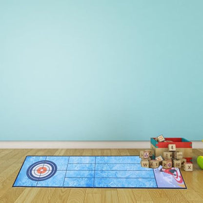 Fockety Tabletop Curling Game, Portable Curling Board Game Set Foldable Mat Desktop Toy for Travel Parties Gathering