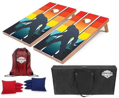 World Series of Cornhole Regulation Size Cornhole Boards - Lightweight & Durable All-Wood Construction | Backyard Bean Bag Toss Set | Outdoor Game for Tailgates & BBQs - color: Retro Sasquatch