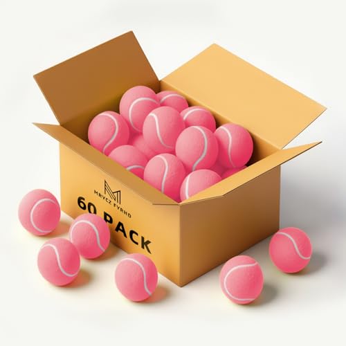 60/120 Pack Tennis Balls, Training Tennis Balls, Pet Dog Playing Balls, Practice Tennis Balls with Mesh Bag for Transport and Beginner Training - color: Pink-60Pack