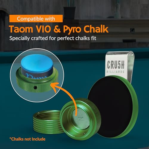 Magnetic Chalk Holder with Lid & Belt Clip – Round Billiard Pool Cue Chalk Holder with Strong Magnet, Portable Snooker Chalk Case for Players - color: Green