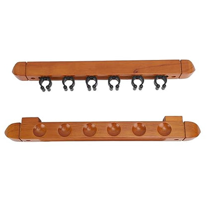 Srliya Wall Mounted Billiard Pool Rack 6 Cues Wooden Billiard Rack Billiard Stick Wall Rack