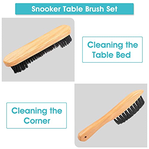 Billiard Pool Table Brush, Snooker Billiard Brush with Wooden Handle, Pool Table Cleaner with Horse Hair and Rail Brush, Valley Pool Table Parts and Accessories, 2pcs