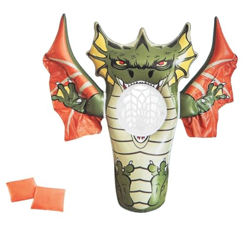 Inflatable Dragon Target Toss Game, Over 3 Ft Tall, with 2 Sand Bags, for Ages 6+