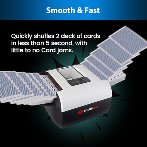 ShuffleBox S1 Automatic Card Shuffler with 2000mAh Rechargeable Built-in Battery, 2 Deck Ultra Quiet Shuffling Machine - color: Sfb-s1