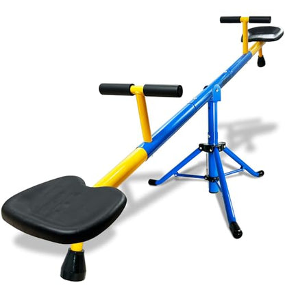 Stargo Swivel Teeter Totter Indoor for Toddlers Age 2-5, 360 Seesaw Frame Expands for Kids Outdoors for Ages 4 5 6 7 8 9 10, Outside Toys Playground Equipment