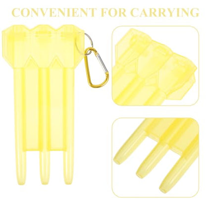 GALPADA Portable Yellow Plastic Darts Organizer Case with Lock Buckle, Hard Shell Wear-resistant Storage Box with Carabiner for Outdoor and Travel Use