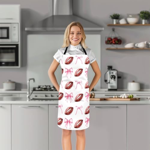 Manfei Blue Bowknot Kids Kitchen Apron - color: Romantic Pink