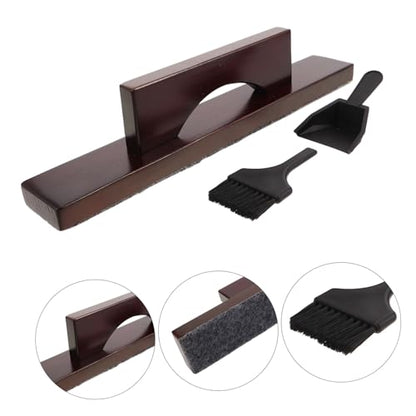 Amosfun Shuffleboard Table Cleaning Kit with Gentle Non-Scratch Bristles and Sturdy Wood Handle for Efficient Sand and Dirt Removal for Portable Maintenance of Table Top Shuffleboard