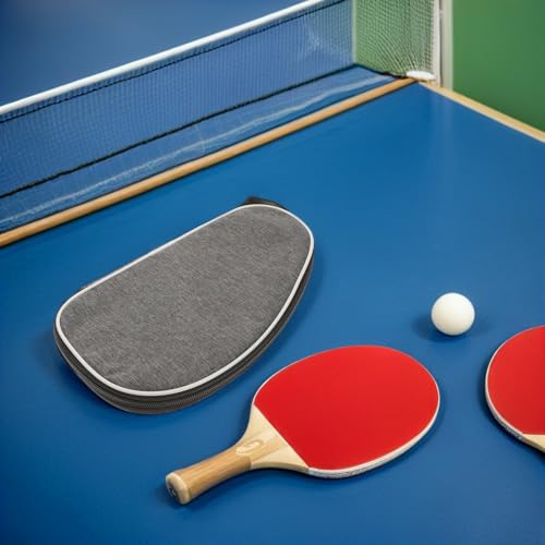 Kisangel 2pcs Table Tennis Racket Carrying Bag Portable Waterproof Pingpong Paddle Case with Ball Storage for Sports Equipment Organizer in Grey Shell Design