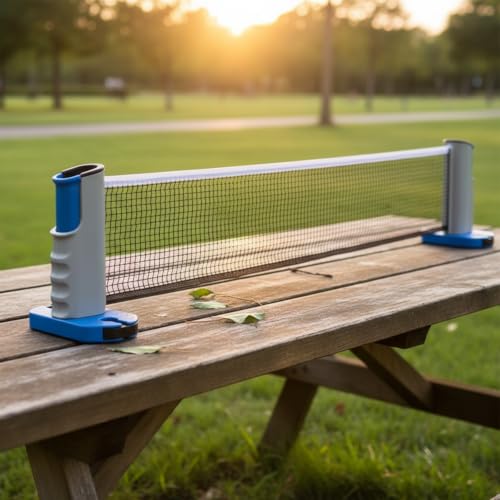 Retractable Table Tennis Net Set, Clamp-On Ping Pong Net for Standard Tables, Portable Polyester Mesh with Quick Setup - color: Gray