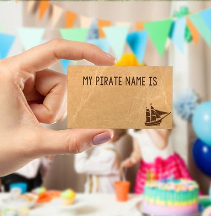 Pirate Birthday Decorations - 30 PCS What's Your Pirate Name Sign and Stickers Set, Treasure Hunt Birthday Party Supplies, Nautical Theme Pirate Party Favor - style: Pirate