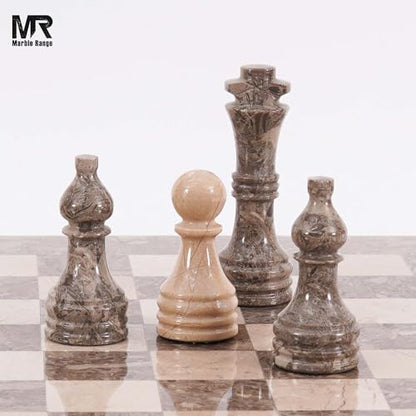 Marble Chess Pieces 3.5 Inch King Handmade Oceanic and Verona 32 Chess Figures for Board Games, Suitable for Travel Games - color: Oceanic and Verona