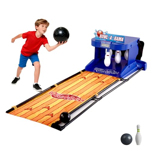 Electronic Bowling Alley Game with Automatic Reset, Indoor Bowling Ball Sports Game Console with LED Electronic Scoreboard, Lighting, Simulation Sound Effect, for Children and Adults