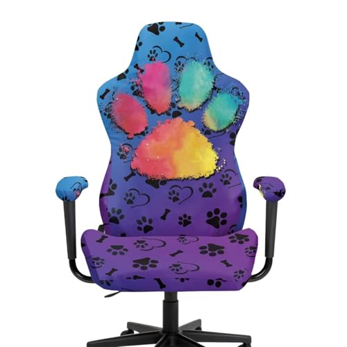 Cool Dog Paw Gaming Chair Covers Stretchable 4 Piece Set Universal Armchair Slipcovers Soft Protective Furniture Protector for Living Room Bedroom College Students Dorm Room - color: Cool Dog Paw