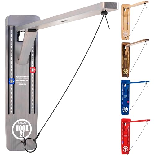 GoSports Hook 21 Wall Mounted Ring Swing Game with Foldable Arm - Play Indoors or Outdoors - color: Gray