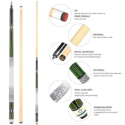 HomeSeason Pool Cue Stick 58" Billiard Cue Sticks 3D Printed Grip Professional Low Deflection Pool Sticks Maple Wood Pool Sticks 13mm Tip - color: 2-Pack-19/20oz