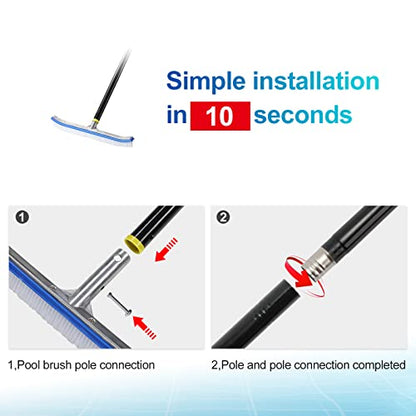 Swimming Pool Brush, 8FT Stainless Steel Heavy Duty Clean Swimming Pool Brush with Pole, Use for Swimming Pool Wall Tile Floor and Step - size: 8FT