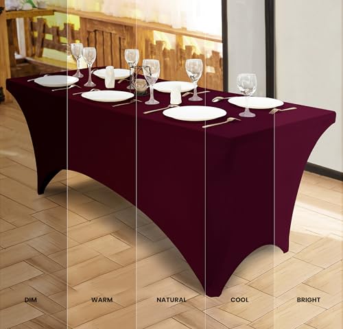 Utopia Kitchen Spandex Tablecloth 2 Pack [6FT, Burgundy] Tight, Fitted, Washable and Wrinkle Resistant Stretch Table Cloth Rectangle Cover for Trade Show, Weddings & Parties [72Lx30Wx30H Inch] - color: Burgundy, size: 6 Feet - 2 Pack