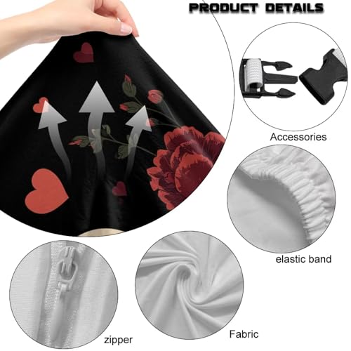 Skeleton Rose Print Game Chair Covers Slipcover Scratch Proof Anti-Dust Gaming Chair Cover with Armrest Covers for Computer Office Seats - color: Black and Multi - Skeleton Rose