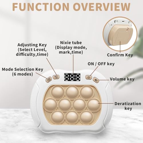 Intoypad Pop Game Light Up Fidget Toy for Kids, 6 Modes LED Screen Quick Push Game Controller Electric Fidget Popper Car Games Quick Push Bubble Games Birthday Toys for Kids White - style: White
