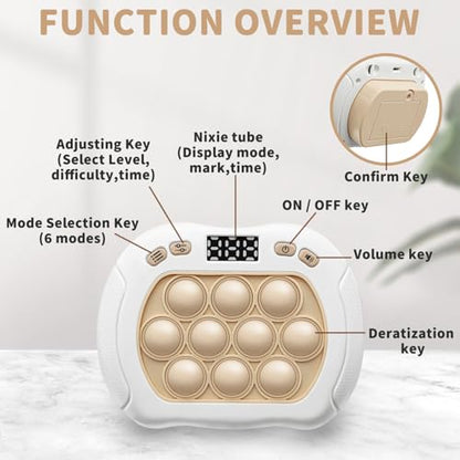 Intoypad Pop Game Light Up Fidget Toy for Kids, 6 Modes LED Screen Quick Push Game Controller Electric Fidget Popper Car Games Quick Push Bubble Games Birthday Toys for Kids White - style: White