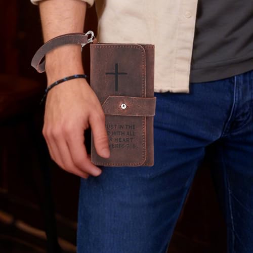 lotoo Leather Dart Case for Soft Tip Darts, Cross with Bible Verse Holds 3 Darts Storage for Tips, Shafts, Flights
