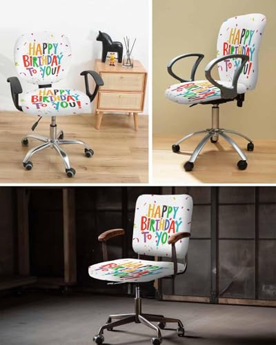 Savannan Office Chair Cover Happy Birthday to You Birthday Party Decoration Split Protective Stretch Elastic Universal Cover for Desk Task Chair,Computer Rotating Chair 1pcs