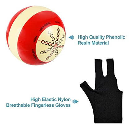 Professional Billiard Training Cue Ball Pool Cue Ball Practice Training Artifact with Billiard Gloves,Pool Ball Bag,Billiard Accessories Used in American Billiards Eight Balls