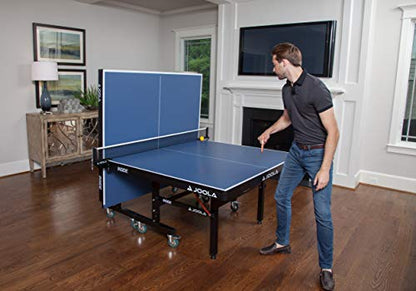 JOOLA Inside Professional MDF Indoor Ping Pong Table with Quick Clamp Table Tennis Net and Post Set - 10 Minute Easy Assembly - Tournament Quality - Foldable with Single Player Playback Mode - color: 25mm Blue