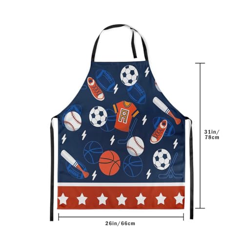 Manfei Ball Sports Kids Kitchen Apron - color: Dark Blue Orange