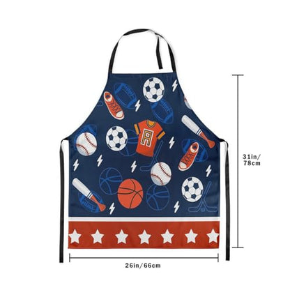 Manfei Ball Sports Kids Kitchen Apron - color: Dark Blue Orange