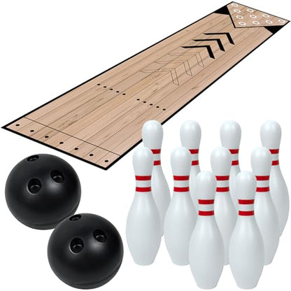 Mini Bowling Set, Home Bowling Ball Set, Indoor & Outdoor Bowling Alley Set with Lane, Bowling Pins & Ball Set, Full Bowling Alley Set for Family & Friends