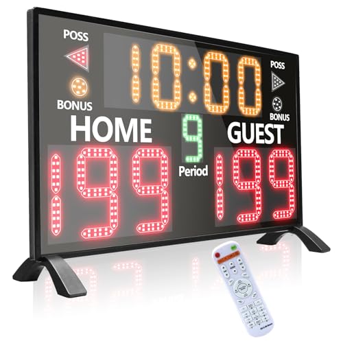 YZ Bigger LED Digital Scoreboard, Portable Basketball Scoreboard with Timer Clock, Electronic Scoreboard with Remote, Tabletop Scoreboard Clock, Score Keeper for Outdoor Game - style: scoreboard