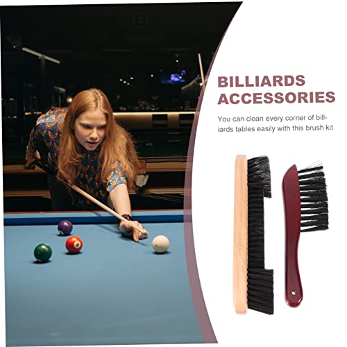 Billiards Pool Table and Rail Cleaning Set 2 Pcs Billiard Brush Kit Pool Table Cleaning Brush Supplies