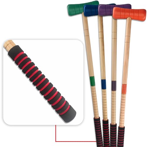 Croquet Set for 4 Players with Storage Bag, Wood & EVA Lawn Game for Family, Backyard, Park