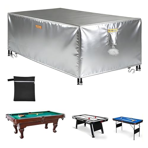 6/6.5/7/7.5/8/8.5/9/10/12FT Billiard Pool Table Covers Waterproof Cover for Pool Table with Storage Bag Indoor Outdoor Sun Snow Dust Protection Snooker Tables Covers,Silver,7FT(89"×46"×32") - color: Silver, size: 7FT(89"×46"×32")