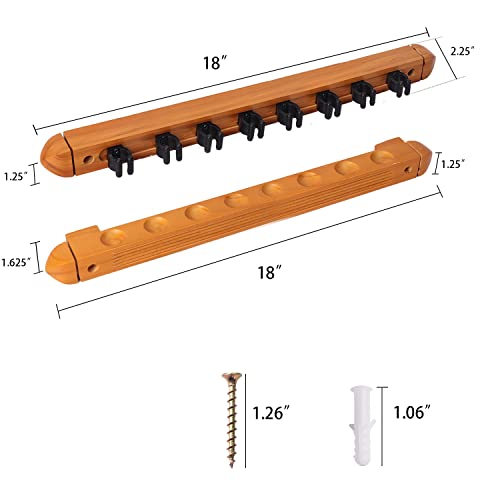 GSE Games & Sports Expert 2-Piece 6/8/12 Billiard Pool Cue Rack Wall Mounted Holders, Billiard Cue Sticks Wall Rack Set - style: 8 Cue - Oak