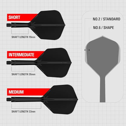 Target Darts K Flex Integrated Dart Flight and Shaft, No.6 | 3-Pack K-Flex - No. 6, Kflex Precision-Molded 2-in-1 Dart Flights and Dart Shaft | Professional Dart Accessories - color: Black, size: Medium (33mm)