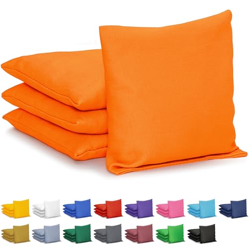 GoSports Classic Cornhole Bean Bags Set of 4-16 Colors Available - Regulation All Weather, Mix and Match - color: Orange