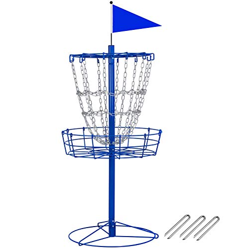 Topeakmart Disc Sports 12-Chain Disc Golf Basket Target Portable Golf Practice Set for Outdoor Indoor - color: Blue