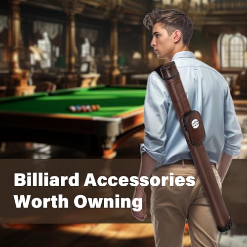 Trymaker Pool Cue Case, 1×1 Hard Pool Stick Case Holds 1 Complete of 2-Piece Cue (Not for 3/4 Cues), Made of Faux Leather Pool Cue Accessories - color: Brown