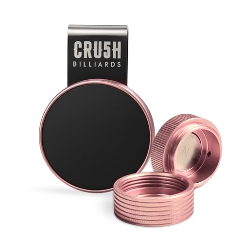 Magnetic Chalk Holder with Lid & Belt Clip – Round Billiard Pool Cue Chalk Holder with Strong Magnet, Portable Snooker Chalk Case for Players - color: Pink