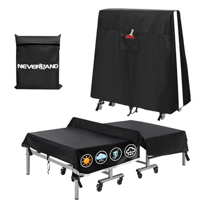 Ping Pong Table Cover Outdoor Waterproof,Table Tennis Cover Indoor & Outdoor Fits Universal 9x5 FT Tables Folding & Flat Tables with Paddles Organize Bag,600D Oxford Fabric