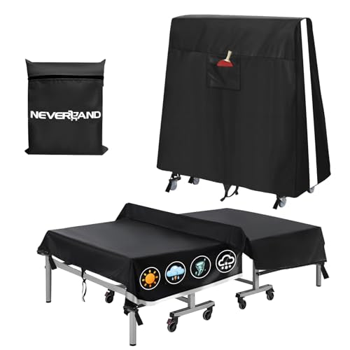 Ping Pong Table Cover Outdoor Waterproof, Table Tennis Cover Indoor & Outdoor Fits Universal 9x5 FT Tables Folding & Flat Tables with Paddles Organize Bag, 600D Oxford Fabric - color: Black