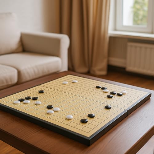 Medium Magnetic 19x19 Go Chess Set Game 11Inch/28cm Portable with Single Convex Plastic Stones and Go Board Classic Chinese Strategy for Kids & Adult